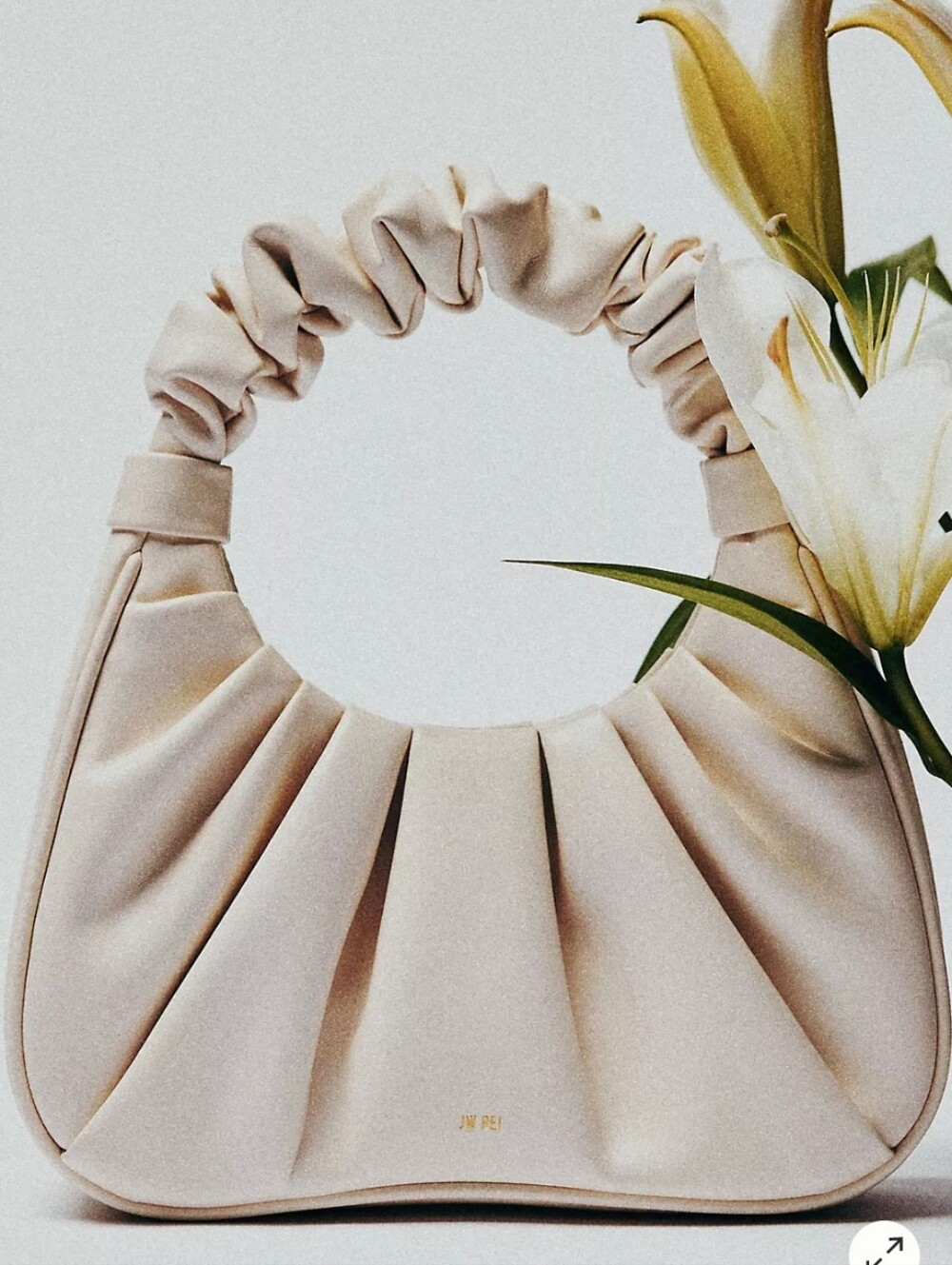 Women's Handbag - JW Pei Gabbi Cream Ivory Off White Small Ruched Hobo Handbag